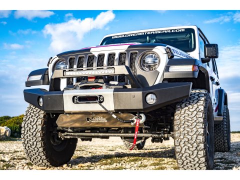 Pare-choc Avant acier Wrangler JL platine treuil intégrée banane longue N4-Offroad