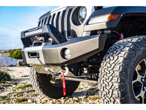 Pare-choc Avant acier Wrangler JL platine treuil intégrée banane longue N4-Offroad